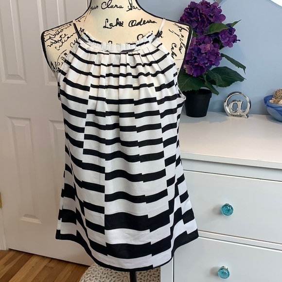 New York & Company Striped Tie Back Halter Top - Picture 2 of 6